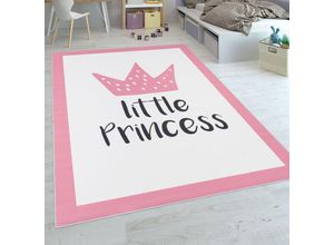 4061981049316 - Kinderteppich Kinderzimmer Mädchen Babyteppich Prinzessin Spruch Rosa 120x160 cm - Paco Home