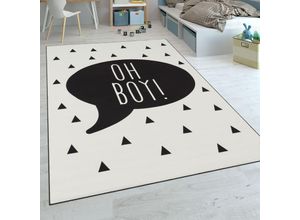 4061981049392 - Kinderteppich Kinderzimmer Jungen Babyteppich Spruch Trend Schwarz Weiß 160x230 cm - Paco Home