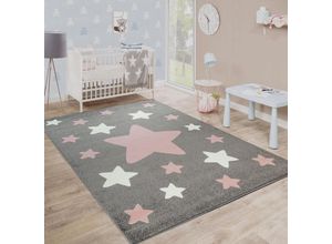 4061981051739 - Teppich Kinderzimmer Kinderteppich Große Und Kleine Sterne In Grau Rosa 120x170 cm - Paco Home