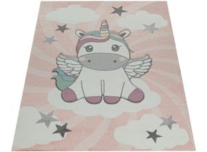 4061981051821 - Kinderteppich Cosmo 395 Teppiche Gr B L 160 cm x 230 cm 12 mm 1 St pink Kinder Kinderzimmerteppiche 3D-Design niedliches Einhorn Motiv Pastell-Farben Kinderzimmer