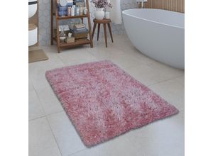 4061981055812 - Moderne Badematte Badezimmer Teppich Shaggy Kuschelig Weich Einfarbig Pink 70x120 cm - Paco Home