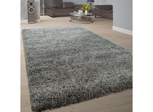 4061981056543 - Hochflor-Teppich Shaggy-Stil Weicher Flor Einfarbig In Modernem Grau 120x170 cm - Paco Home