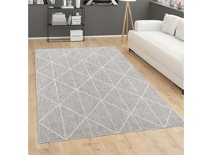 4061981057113 - Paco Home - Outdoor Teppich Wetterfest Wohnzimmer Küche Balkon Skandinavisch Geometrisch 60x100 cm Grau