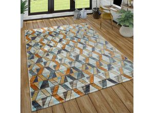 4061981058677 - Wohnzimmer-Teppich Kurzflor-Teppich Mit Rauten-Muster In Gelb Blau Grau 80x150 cm - Paco Home