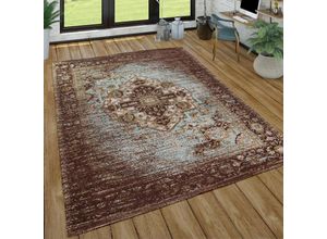 4061981060632 - Orient Kurzflor Teppich Wohnzimmer Used-Look Orientalisches Design In Braun 80x150 cm - Paco Home