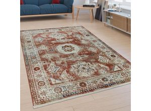 4061981060823 - Kurzflor Wohnzimmer Teppich Orient Design Used-Look Modern Bordüre Bunt 120x170 cm - Paco Home