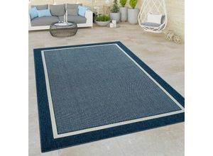 4061981063572 - Paco Home - Outdoor Indoor Teppich Blau Balkon 3D Optik Bordüre Natürlicher Look Kurzflor 80x150 cm