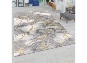 4061981063589 - Wohnzimmer-Teppiche Grau Gold Weich Marmor Optik Kurzflor mit vers Designs 120x170 cm Gold 6 - Paco Home