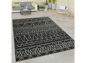 4061981065408 - Paco Home In- & Outdoor Flachgewebe Teppich Modern Ethno Muster Zickzack Design Schwarz 120x160 cm