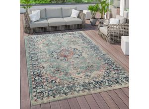 4061981065743 - Paco Home - Outdoor Teppich Küchenteppich Balkon Terrasse Vintage Orient Muster Rot Blau Beige 60x100 cm