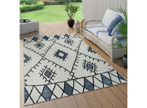 4061981066252 - Paco Home - In- & Outdoor Teppich Flachgewebe Geometrisch Abstrakt Rauten Design Ethno Blau 80x150 cm