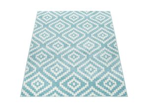 4061981066573 - Teppich Wohnzimmer Kurzflor Boho Ethno Design Pastell Blau Weiß 60x100 cm - Paco Home