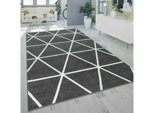 4061981066733 - Teppich Wohnzimmer Kurzflor Skandinavischer Stil Rauten Muster Grau Anthrazit 70x250 cm - Paco Home