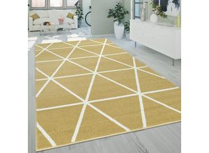 4061981067082 - Kurzflor Wohnzimmer Teppich Modern Geometrisches Design Rauten Muster In Gelb 70x250 cm - Paco Home