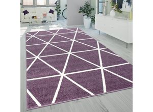 4061981067150 - Teppich Wohnzimmer Kurzflor Pastell Geometrisches Design Rauten Muster Lila 70x250 cm - Paco Home