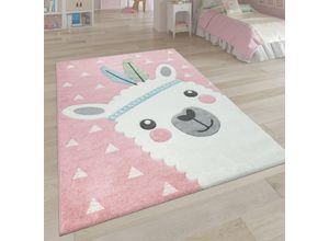 4061981067792 - Kinderteppich Ela 214 Teppiche Gr B L 200 cm x 290 cm 17 mm 1 St pink Kinder Kinderzimmerteppiche 3D-Design Motiv Lama Pastell-Farben Kinderzimmer