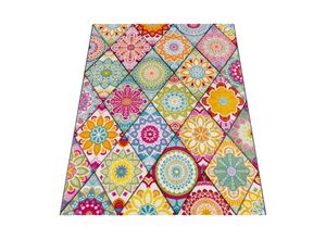 4061981071713 - Kurzflor Teppich Wohnzimmer Bunt Retro Design Mandala Muster Design Boho Stil 80x150 cm - Paco Home