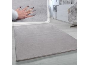 4061981079276 - Hochflor Teppich Für Wohnzimmer Softes Kaninchenfell Imitat Kunstfell In Grau 60x90 cm - Paco Home