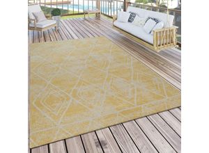 4061981079757 - Paco Home - Teppich Outdoor Balkon Terrasse Gelb Rauten Muster Skandi Design Robust Weich 200x280 cm