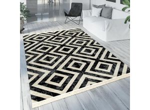 4061981080616 - Paco Home - Teppich Schwarz Weiß Balkon Terrasse Outdoor Skandi-Design Rauten-Muster Robust ø 200 cm Rund 4061981080616 - Paco Home - Teppich Schwarz Weiß Balkon Terrasse Outdoor Skandi-Design Rauten-Muster Robust ø 200 cm Rund