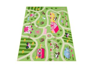 4061981081538 - Kinder-Teppich Für Kinderzimmer Spiel-Teppich Mit Landschaft und Pferden In Grün 80x150 cm - Paco Home