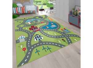 4061981081835 - Kinderteppich Bino 562 Teppiche Gr B L 200 cm x 290 cm 4 mm 1 St grün Kinder Kinderzimmerteppiche Kurzflor Straßen-Spiel-Teppich Motiv Flughafen Kinderzimmer