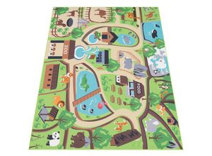 4061981081866 - Kinder-Teppich Für Kinderzimmer Spiel-Teppich Zoo Mit Tiger Bär Löwe Bunt 80x150 cm - Paco Home