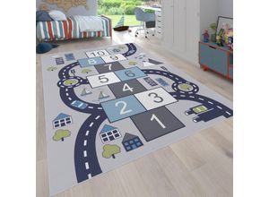 4061981082177 - Kinderteppich Bino 565 Teppiche Gr B L 240 cm x 340 cm 4 mm 1 St grau Kinder Kinderzimmerteppiche Kurzflor Straßen-Spiel-Teppich & Spielmotiv Hüpfkästchen