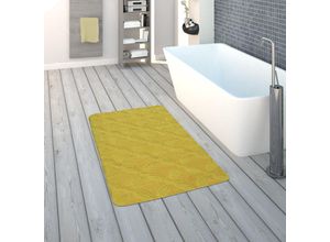 4061981084881 - Badematte Kurzflor-Teppich Für Badezimmer Rutschfest In Gelb 70x120 cm - Paco Home