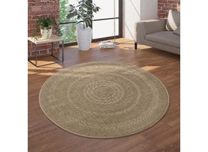 4061981086731 - Paco Home Runder In- & Outdoor-Teppich Flachgewebe Mit Sisal-Look Skandi-Design In Beige Ø 120 cm Rund