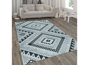 4061981087073 - Paco Home - Outdoor Teppich Wetterfest Balkon Küche Wohnzimmer Ethno Design Geometrisch 3D 120x170 cm Schwarz