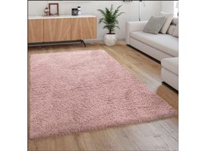 4061981089886 - Hochflor Teppich Wohnzimmer Shaggy Weich Flokati Modern Einfarbig Rosa 160x230 cm - Paco Home