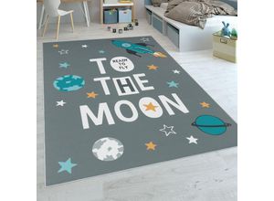 4061981090608 - Kinderteppich Spielteppich Für Kinderzimmer Mit Raketen-Motiv Und Spruch Grau 160x230 cm - Paco Home