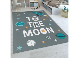 4061981090622 - Kinderteppich Spielteppich Für Kinderzimmer Mit Raketen-Motiv Und Spruch Grau 180x280 cm - Paco Home