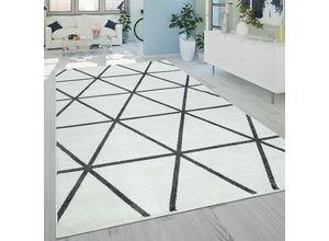 4061981092190 - Wohnzimmer-Teppich Kurzflor-Teppich Im Skand-Stil Mit Rauten-Muster In Weiß 60x100 cm - Paco Home