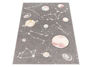 4061981092749 - Kinder-Teppich Spiel-Teppich Für Kinderzimmer Mit Planeten Und Sternen In Grau 80x150 cm - Paco Home