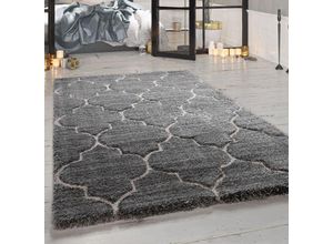 4061981093241 - Hochflor-Teppich Weicher Shaggy Für Wohnzimmer Mit Orient Design In Grau 200x290 cm - Paco Home