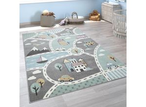 4061981112973 - Kinder-Teppich Mit Straßen-Motiv Spiel-Teppich Für Kinderzimmer In Grün Grau 80x150 cm - Paco Home