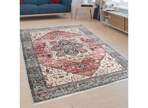 4061981114786 - Teppich Kurzflor Für Wohnzimmer Mit Bordüre Orient-Design In Rosa Bunt 160x230 cm - Paco Home