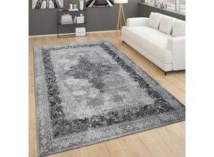 4061981115431 - Teppich Für Wohnzimmer Vintage-Kurzflor Mit Orient-Muster Meliert Grau 80x150 cm - Paco Home