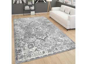 4061981115547 - Paco Home Teppich Für Wohnzimmer Vintage-Kurzflor Mit Orient-Look Meliert Grau 60x100 cm