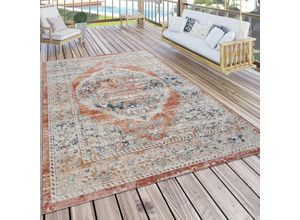 4061981116018 - Paco Home - Outdoor Teppich Küchenteppich Balkon Terrasse Vintage Oriental Muster Rot Beige 60x100 cm