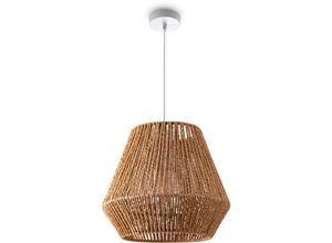 4061981116698 - Pacohome - Paco Home Pendelleuchte Esstisch Hängelampe Esszimmer Lampe E27 Papier Boho Rattan Pendelleuchte - Weiß Natur (Ø32cm)