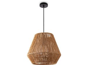 4061981116704 - Pendelleuchte Esstisch Hängelampe Esszimmer Lampe E27 Papier Boho Rattan Pendelleuchte - Schwarz Natur (Ø32cm) - Paco Home