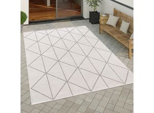 4061981116780 - Paco Home - Outdoor Teppich Wetterfest Wohnzimmer Küche Balkon Skandinavisch Geometrisch 200x280 cm Weiß