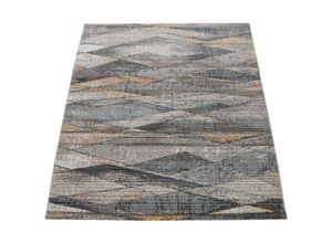 4061981118968 - Teppich Wohnzimmer Kurzflor Modern Mit Geometrischem Muster In Grau Braun Gelb 60x100 cm - Paco Home