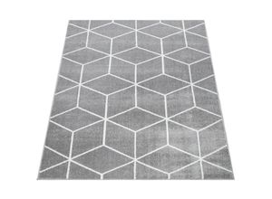 4061981123542 - Wohnzimmer-Teppich Kurzflor Im Skandi-Stil Mit Rauten-Muster In Grau 70x250 cm - Paco Home