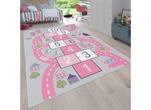 4061981124105 - Teppich Kinderzimmer Kinderteppich Spielteppich Straßen Design Mit Hüpfkästchenspiel 140x200 cm - Paco Home