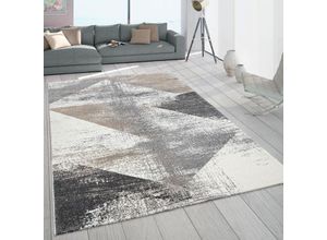 4061981124402 - Teppich Wohnzimmer Kurzflor Vintage Design Abstraktes Muster Pastell Grau Beige 80x150 cm - Paco Home