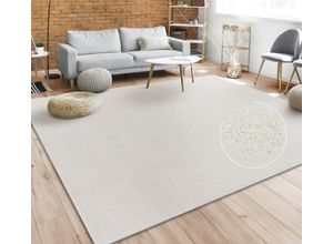 4061981125355 - Teppich Für Wohnzimmer Einfarbig Kurzflor Schlicht Und Modern In Creme 240x340 cm - Paco Home